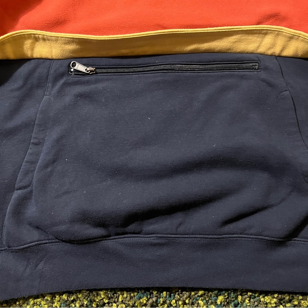 L.L. Bean Men's Navy, Red & Yellow Colorblock Pullover Sweater - Picture 4 of 7